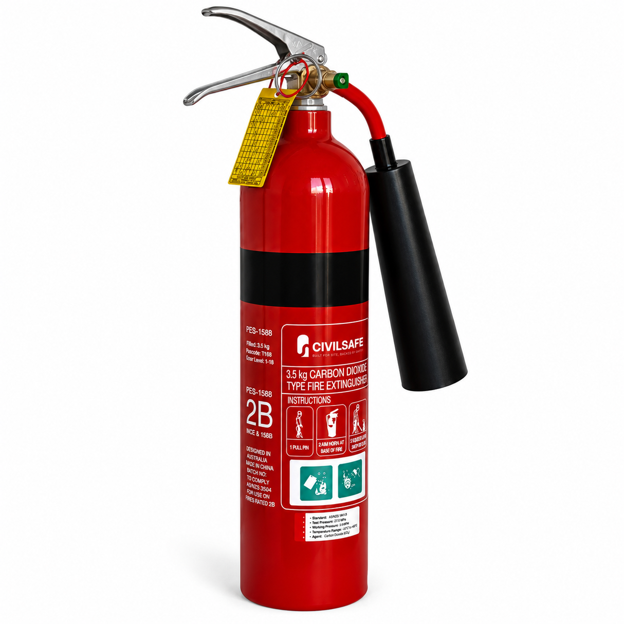 3.5KG Carbon Dioxide Fire Extinguisher - CO2/Aluminium