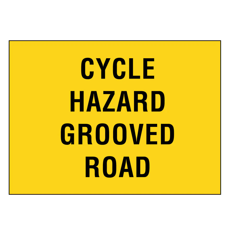 1200 x 900mm Boxed Edge Sign - Cycle Hazard Grooved Road