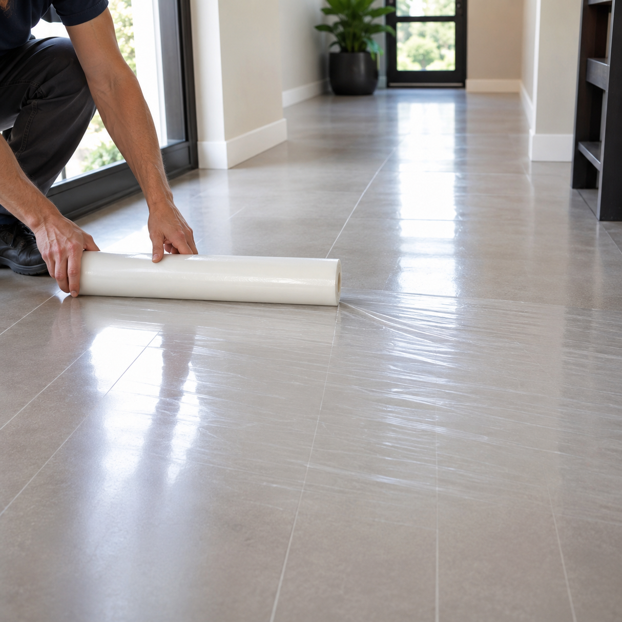 Sticky Back Protection For Hard floors 1000mm x 100mtr Roll