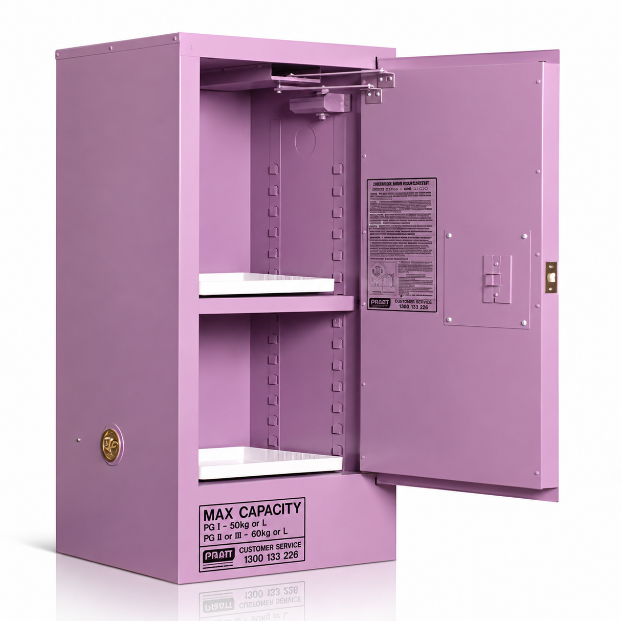 Corrosive Storage Cabinet 60L 1 Door, 2 Shelf