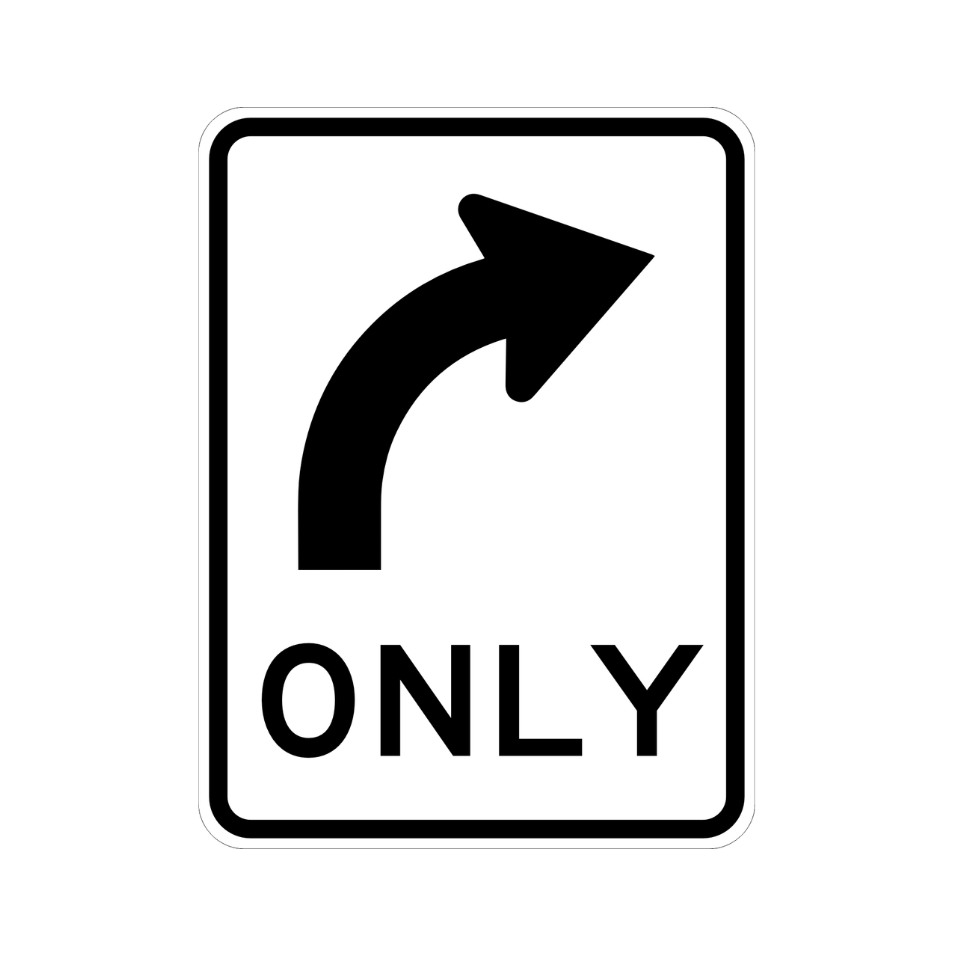 All Traffic (Right Symbolic) Only Sign