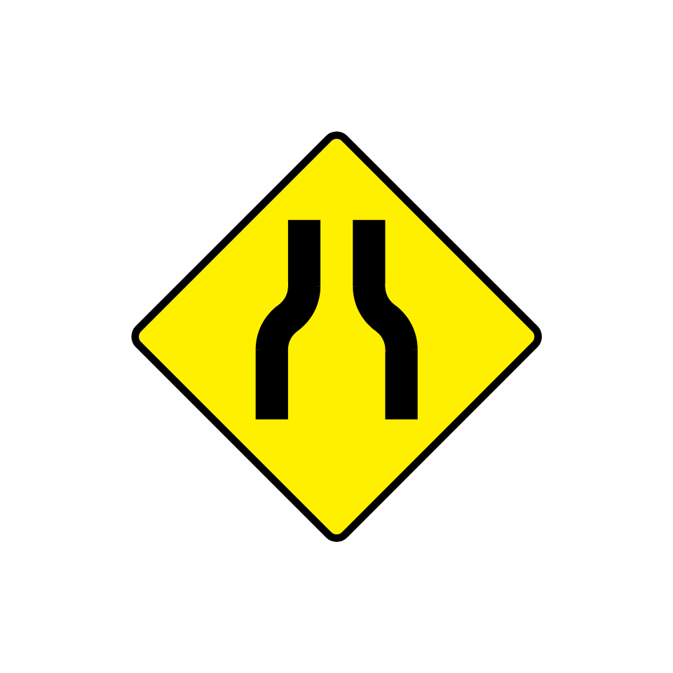 Road Narrows (Symbolic) Sign
