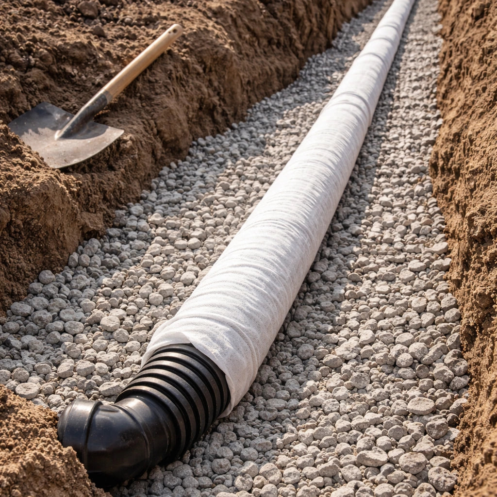 Drainage Ag Pipe with Filter Sock - 65mm x 50m