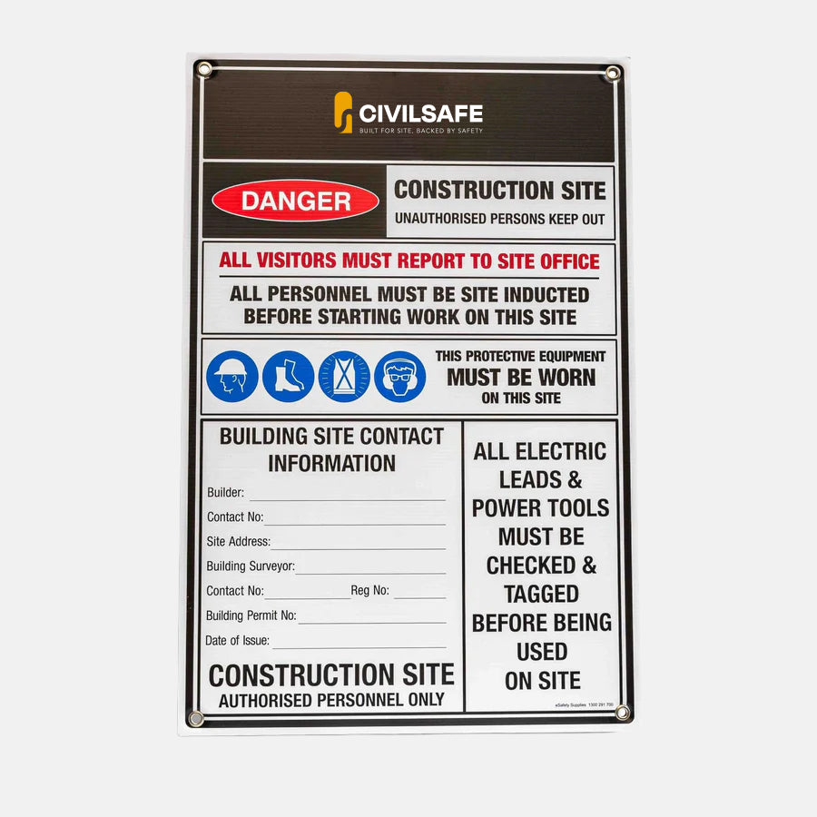 900 x 600mm Construction Site Entry Sign