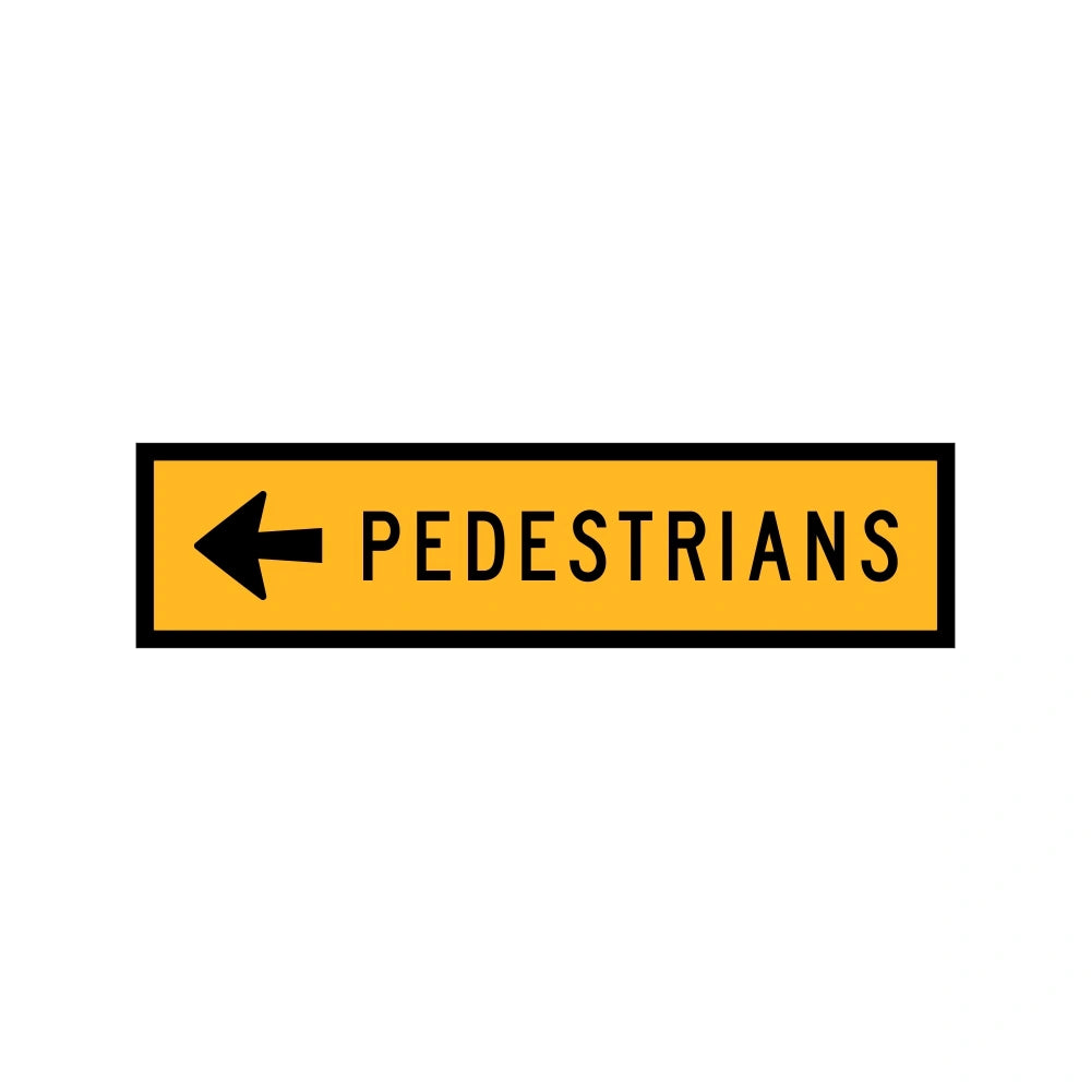 1200 x 300mm Boxed Edge Road Sign - Pedestrians - Left Arrow