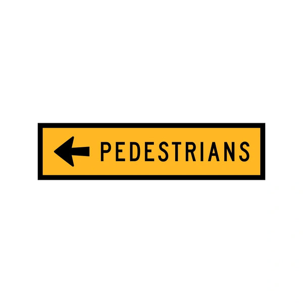 1200 x 300mm Boxed Edge Road Sign - Pedestrians - Left Arrow