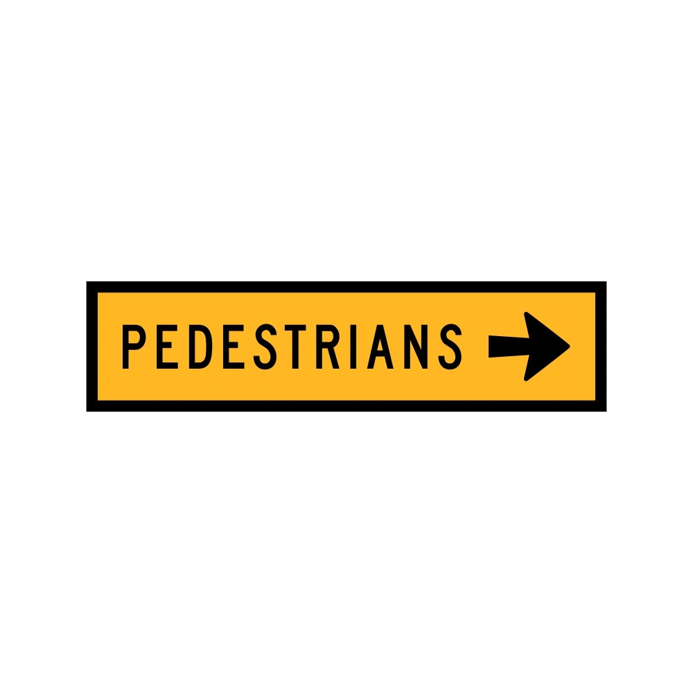 1200 x 300mm Boxed Edge Road Sign - Pedestrians - Right Arrow