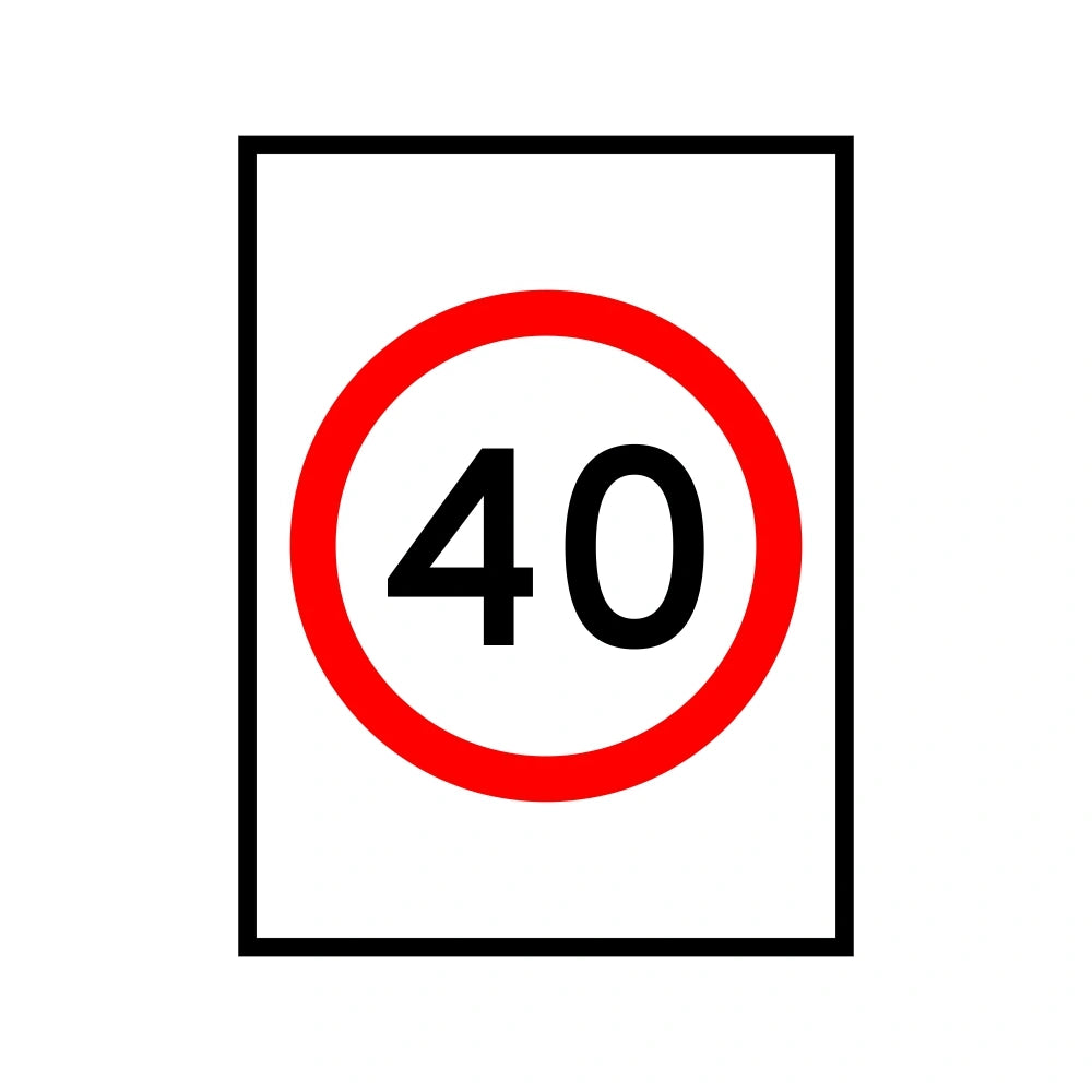 1200 x 900mm Boxed Edge Sign - 40KM/H Speed Limit (Portrait)