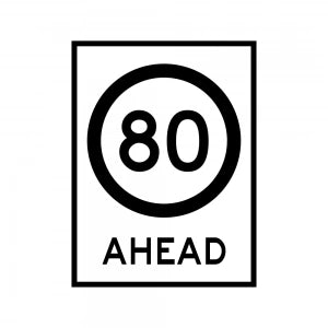 900 x 600mm Boxed Edge Sign - 80 km/h Limit