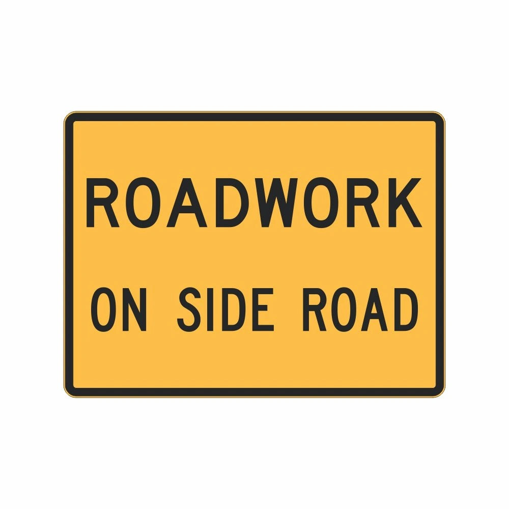 1800 x 600mm Boxed Edge Sign - Roadwork On Side Road