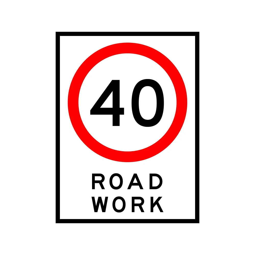 1200 x 900mm Boxed Edge Sign (PORTRAIT) - 40KM/H Roadwork
