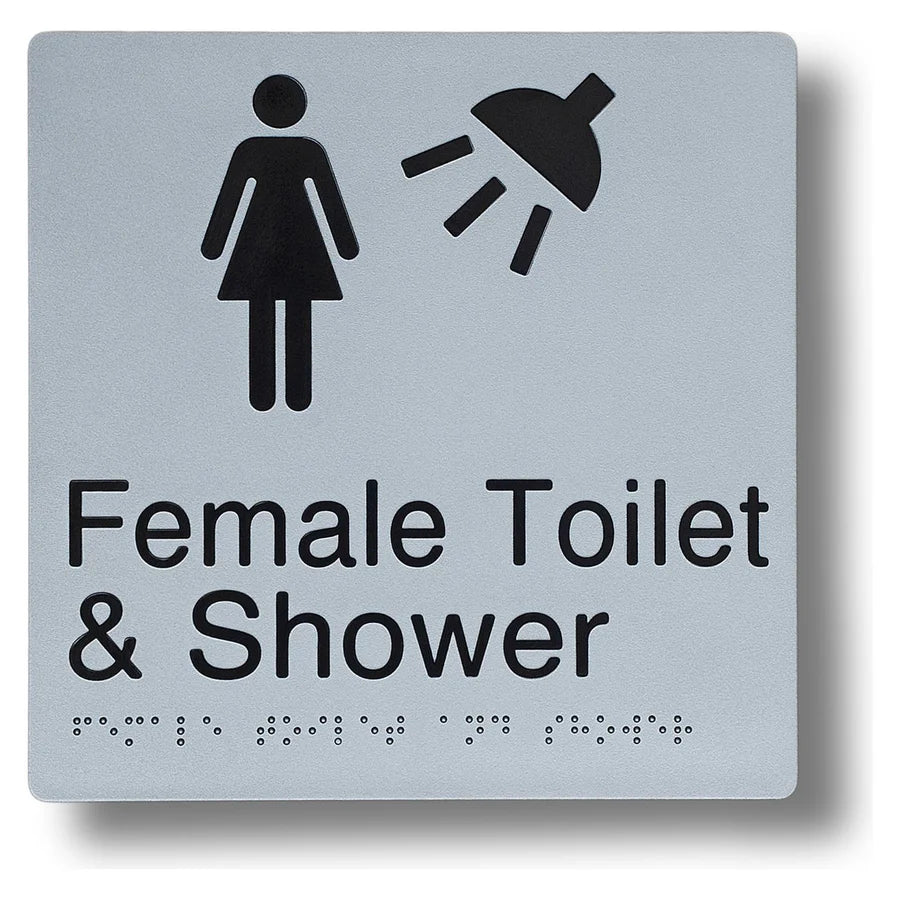 180 x 180mm Braille Sign - Female Toilet & Shower