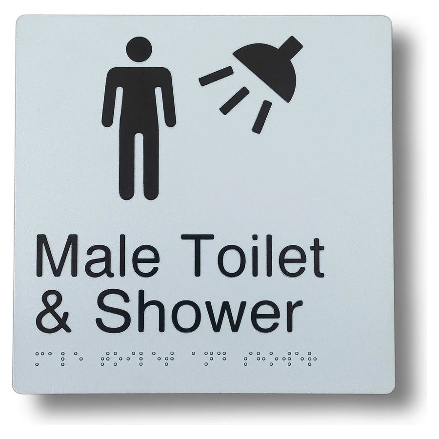 180 x 180mm Braille Sign - Male Toilet & Shower
