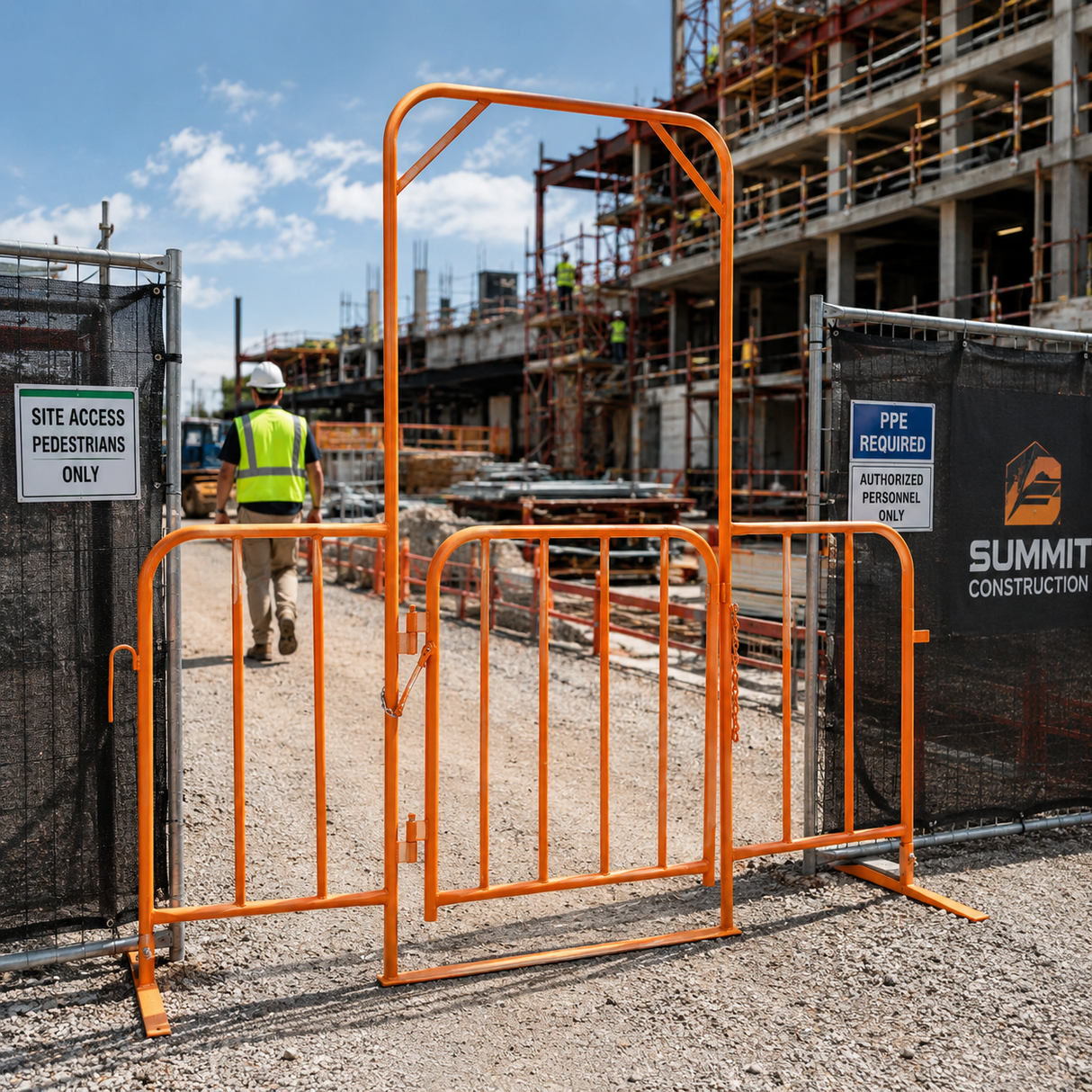 Crowd Control Barrier Gate - Including Gate Spring and 2 feet and 2 PTO Pins