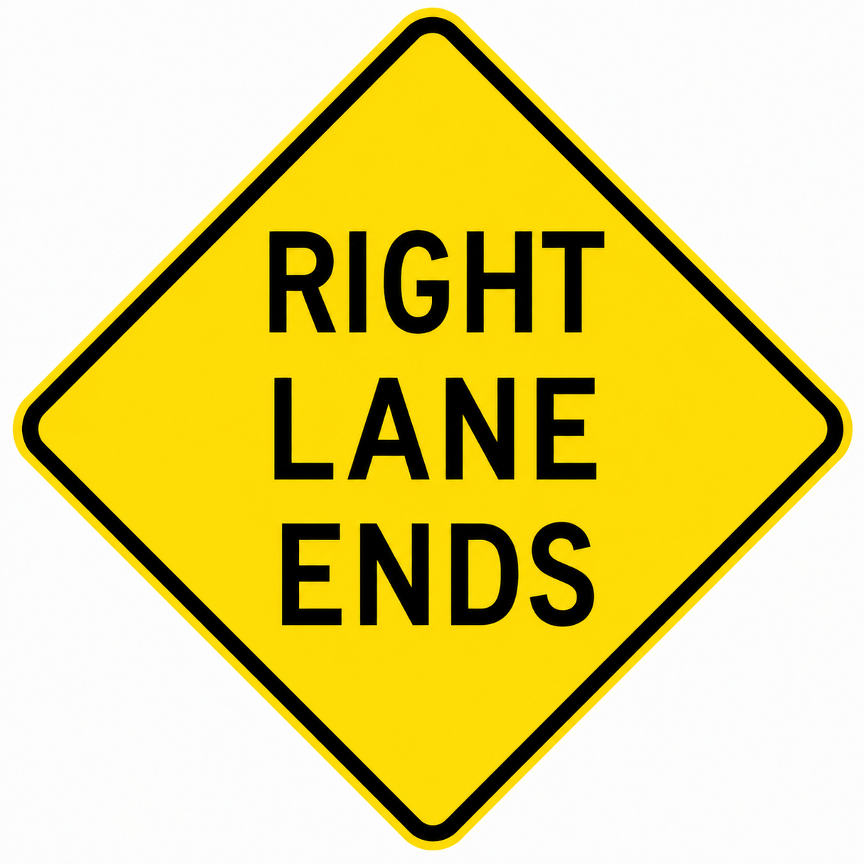 Right Lane Ends Sign - 750x750mm
