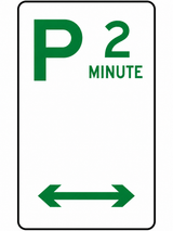Parking Sign - 2 Minute - 225x450mm