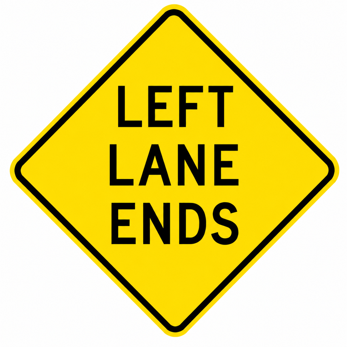 Left Lane Ends Sign