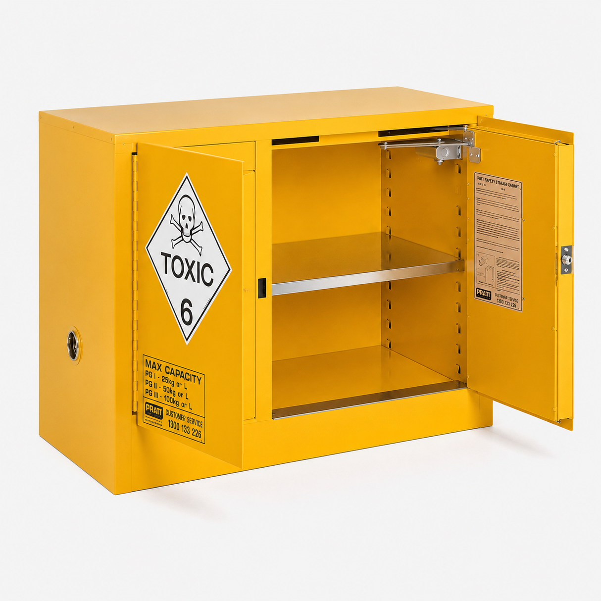 Toxic Storage Cabinet 100L 2 Door, 1 Shelf