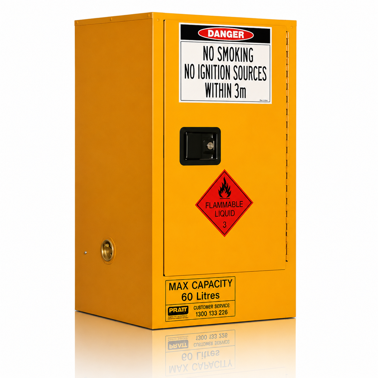 Flammable Storage Cabinet 60L 1 Door, 2 Shelf