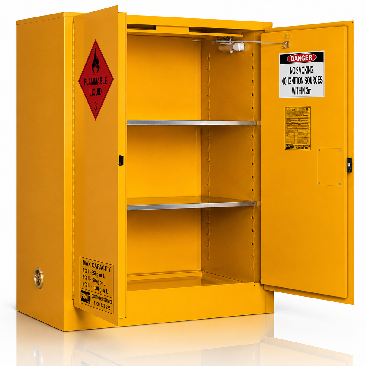 Flammable Storage Cabinet 350L 2 Door, 3 Shelf
