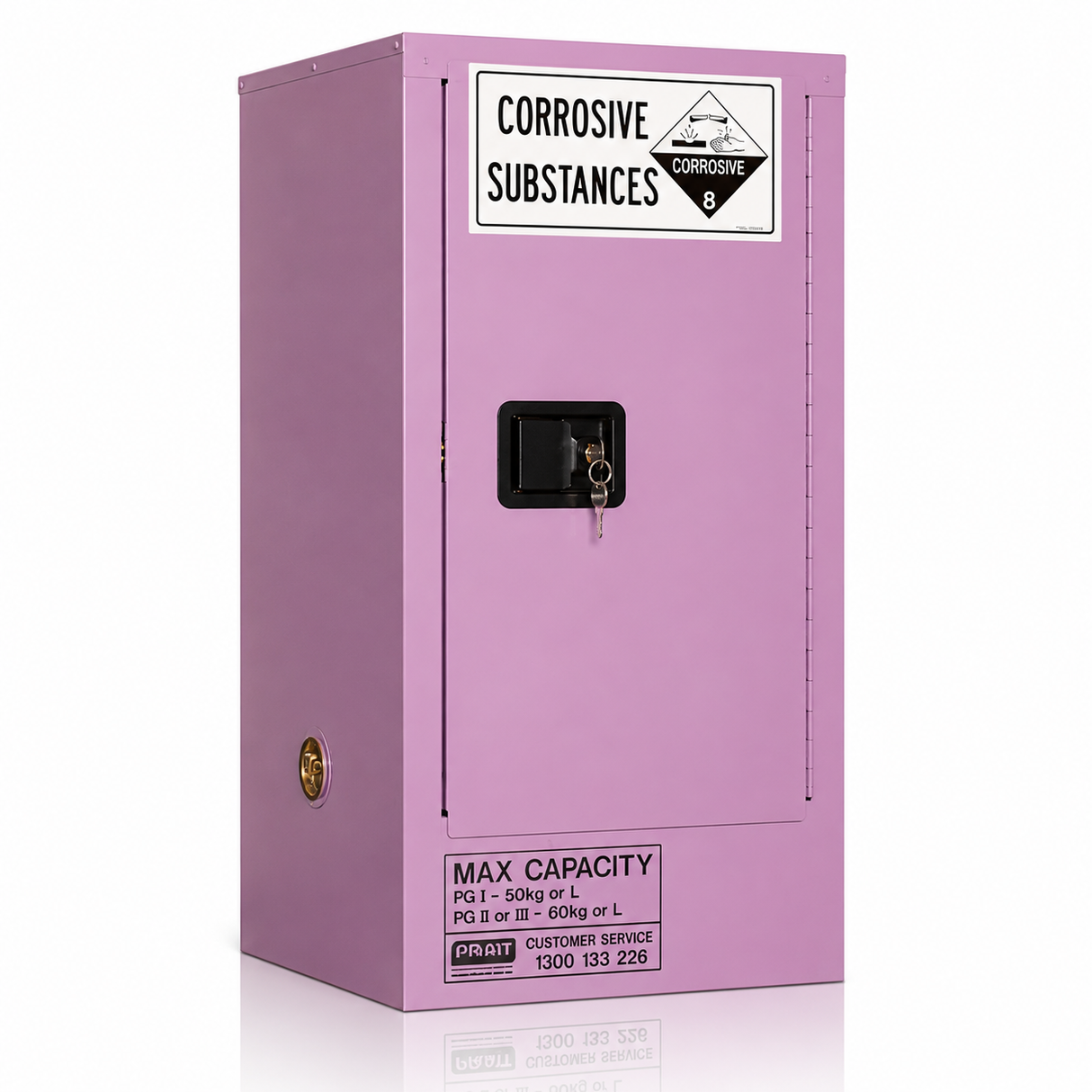 Corrosive Storage Cabinet 60L 1 Door, 2 Shelf