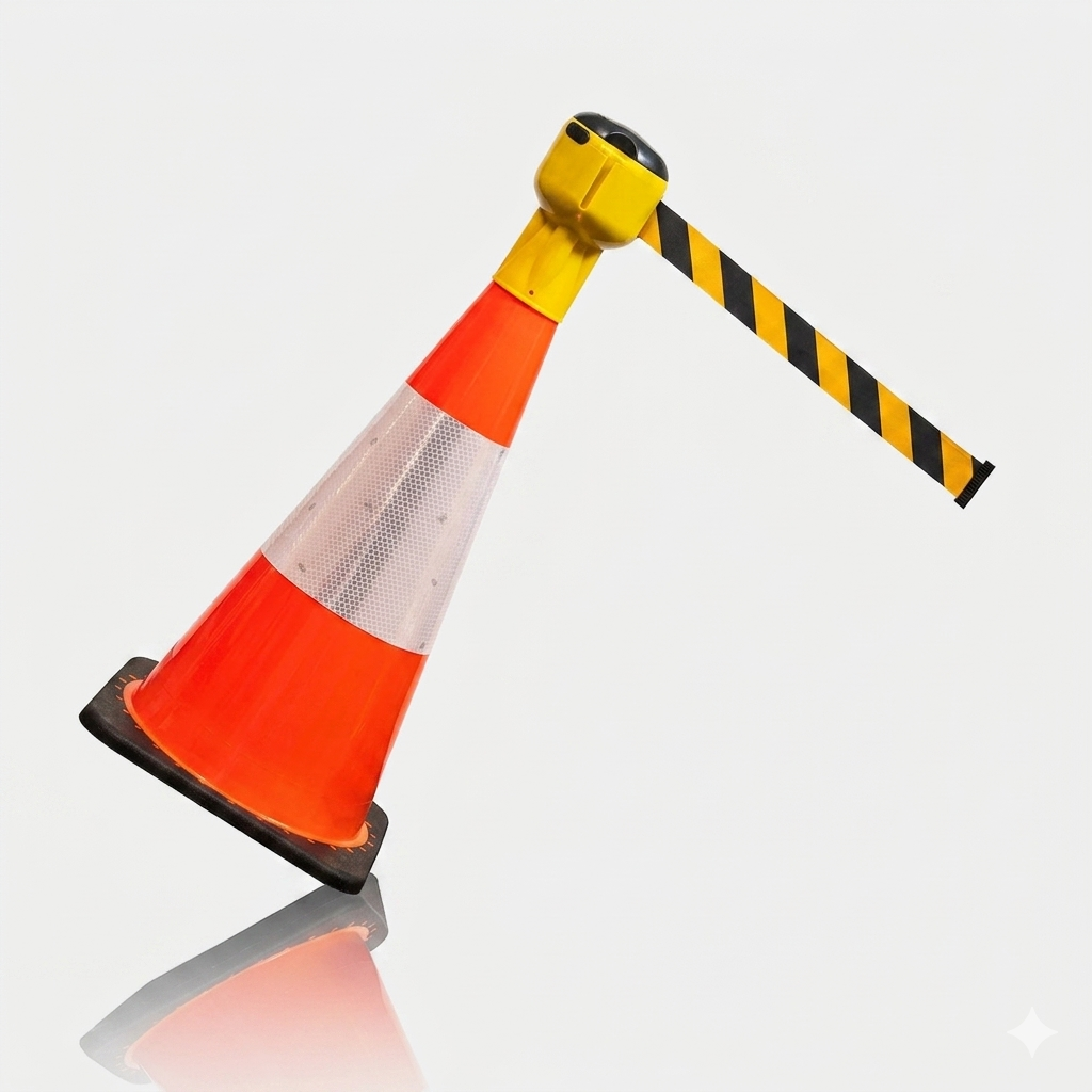 Yellow / Black Retractable Cone Top Belt - 9 Metres