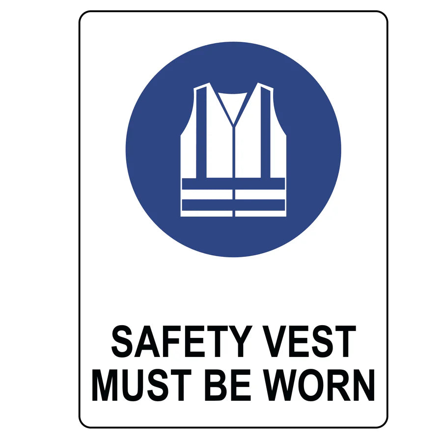 600 x 450mm Mandatory Sign - Safety Vest Must Be Worn