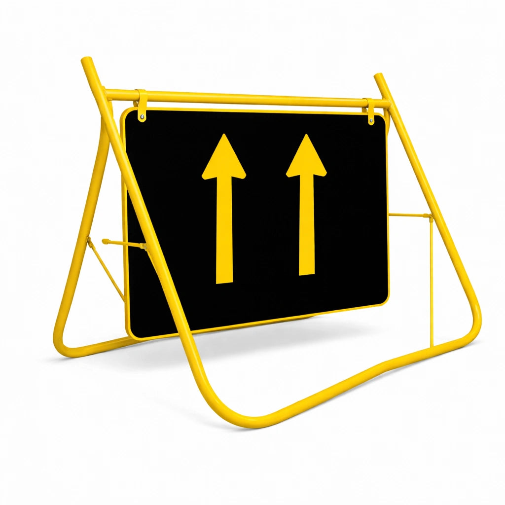 900 x 600mm Swing Stand & Sign - 2 Lane Status - Nightwork
