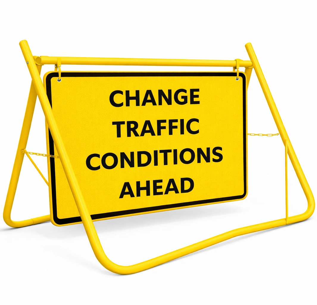 900 x 600mm Swing Stand & Sign - Changed Traffic Conditions