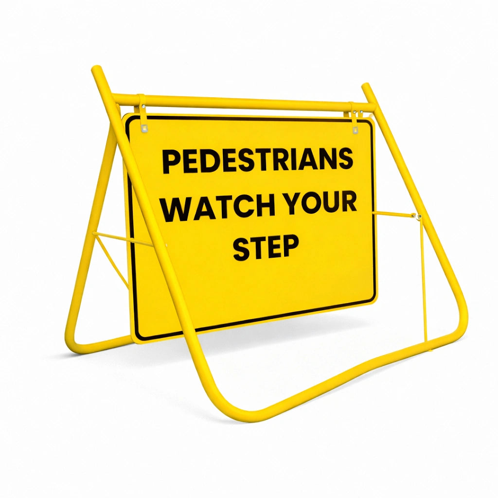 900 x 600mm Swing Stand & Sign - Pedestrians Watch Your Step