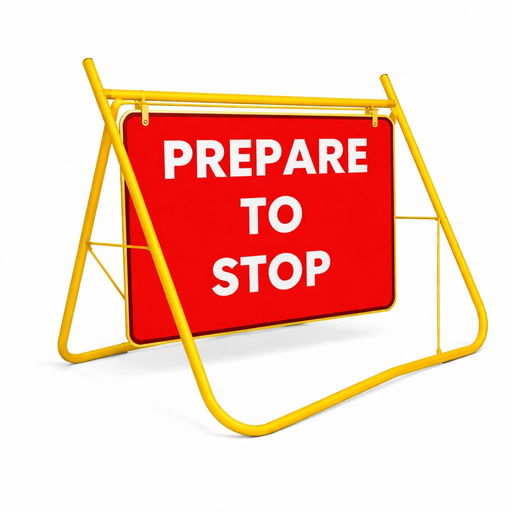 900 x 600mm Swing Stand & Sign - Prepare To Stop