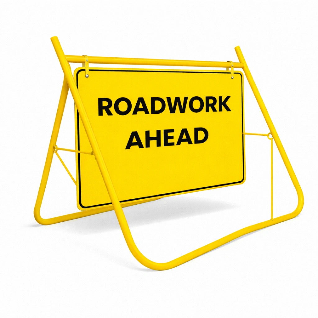 900 x 600mm Swing Stand & Sign - Roadwork Ahead