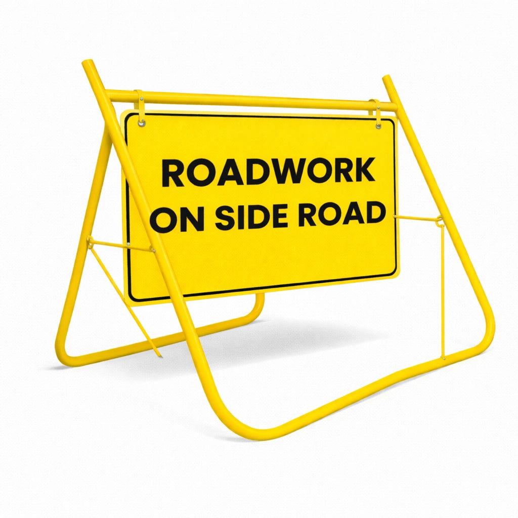 900 x 600mm Swing Stand & Sign - Roadwork On Side Road