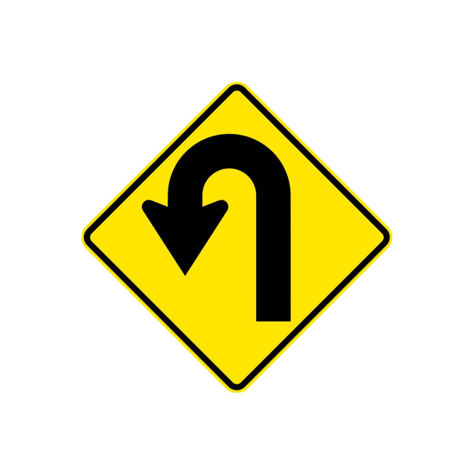 Left Arrow Hairpin Bend Sign