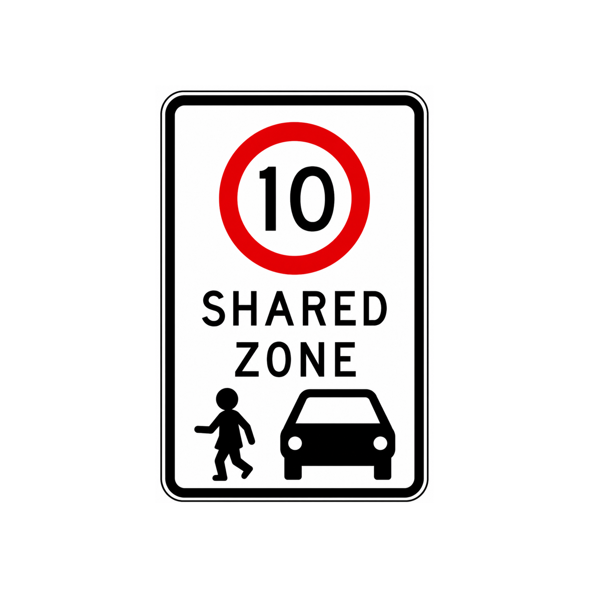 10km Shared Zone Sign - 450x750mm
