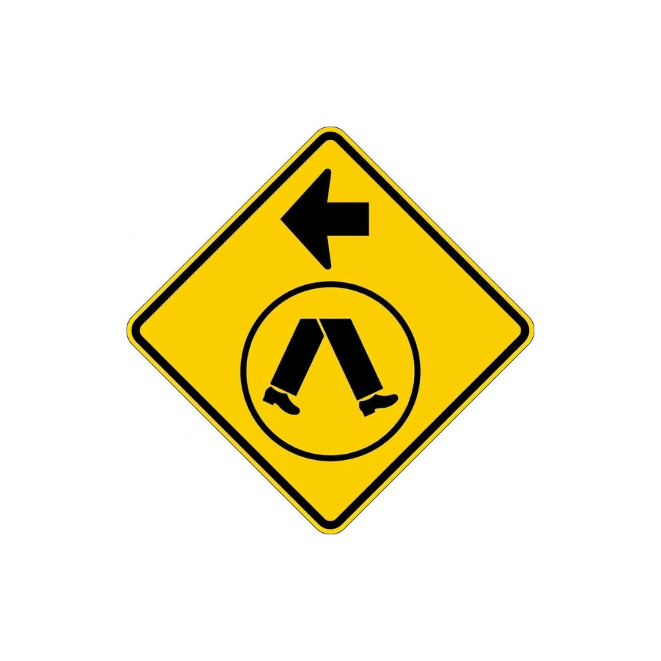 Pedestrians Crossing Left (Symbolic) Sign