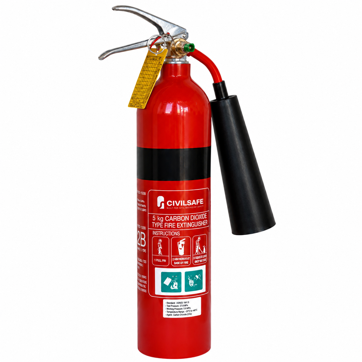 5KG Carbon Dioxide Fire Extinguisher - CO2/Aluminium
