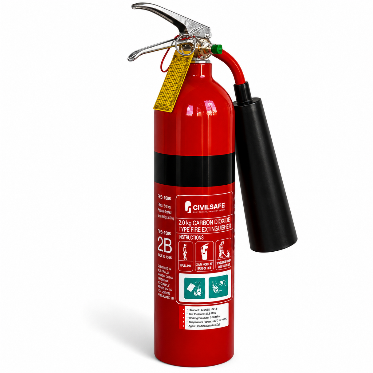 2KG Carbon Dioxide Fire Extinguisher - CO2/Aluminium